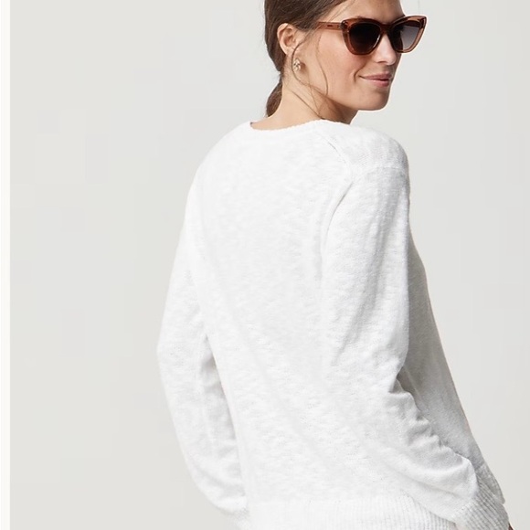 J. Crew Classic White Cotton Blend Beach Crewneck Sweater NWT S - Picture 2 of 12